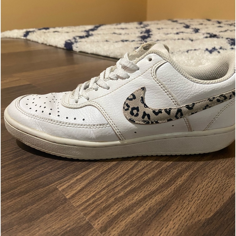 Women's Court Vision Low Sneaker • white with cheetah print